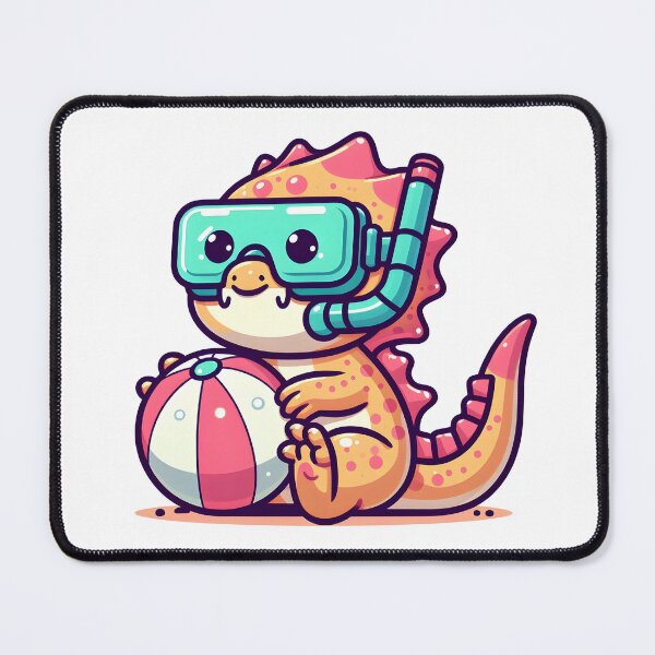 Item preview, Kawaii Bubbly Basilisk With A Beach Ball Wearing A Snorkel designed and sold by CanvasCutie.