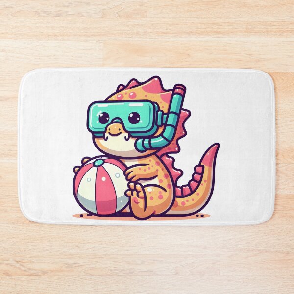 Item preview, Kawaii Bubbly Basilisk With A Beach Ball Wearing A Snorkel designed and sold by CanvasCutie.