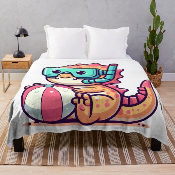 Item preview, Kawaii Bubbly Basilisk With A Beach Ball Wearing A Snorkel designed and sold by CanvasCutie.