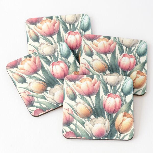 Item preview, Tulip floral patterns in a colored pencil style designed and sold by AnchiyaStudio.