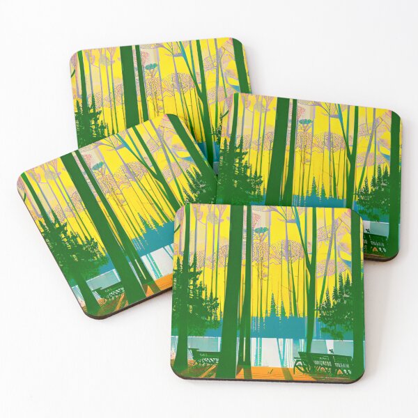 Item preview, Sunlit Canopy - Tranquil Scene of Yellow and Green Trees designed and sold by GrizzlyCollective.