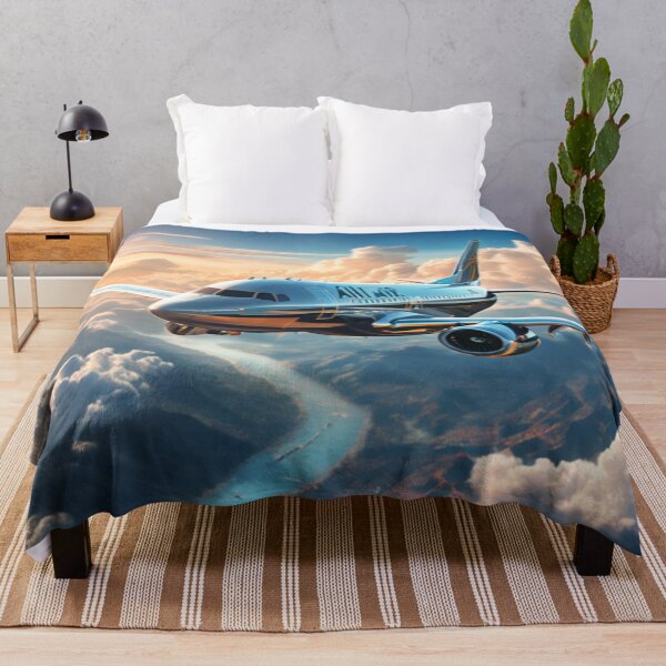 Item preview, Airplane in the Sky - Clouds and Mountains Landscape designed and sold by BlendedPrints.