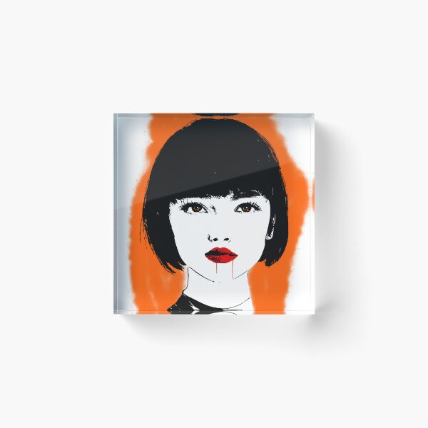 Item preview, Vampire girl on orange background designed and sold by Vioreldraws.