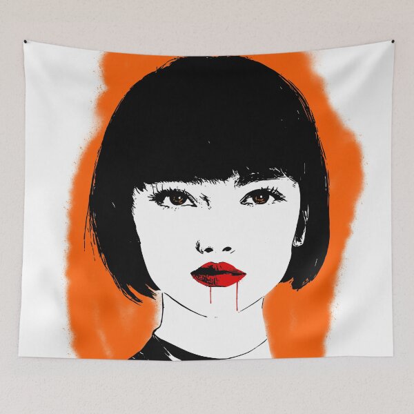 Item preview, Vampire girl on orange background designed and sold by Vioreldraws.