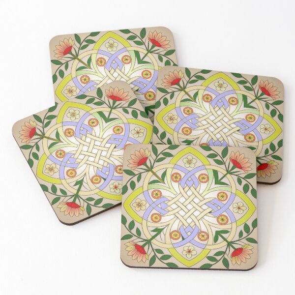 Item preview, Knotwork and flowers - version with background designed and sold by Mustela erminea.