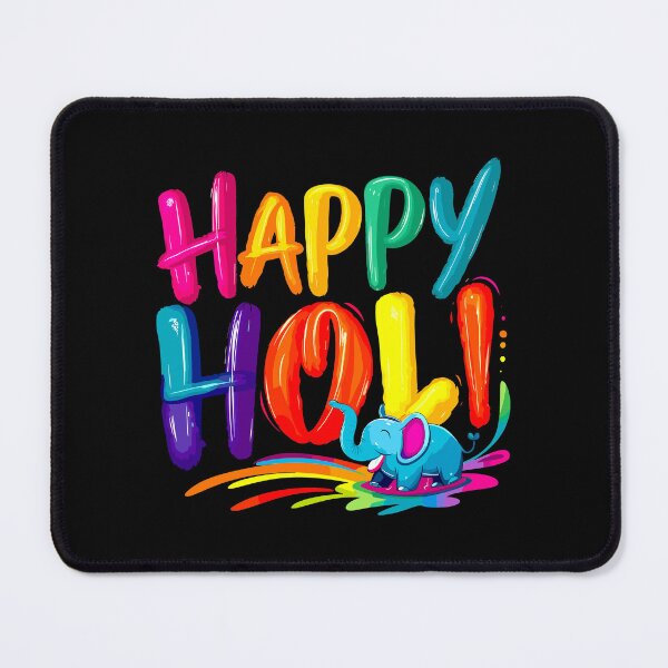 Item preview, Elephantine Celebration: 'Happy Holi' with a Joyous Elephant and Vivid Strokes designed and sold by FebricFusion.