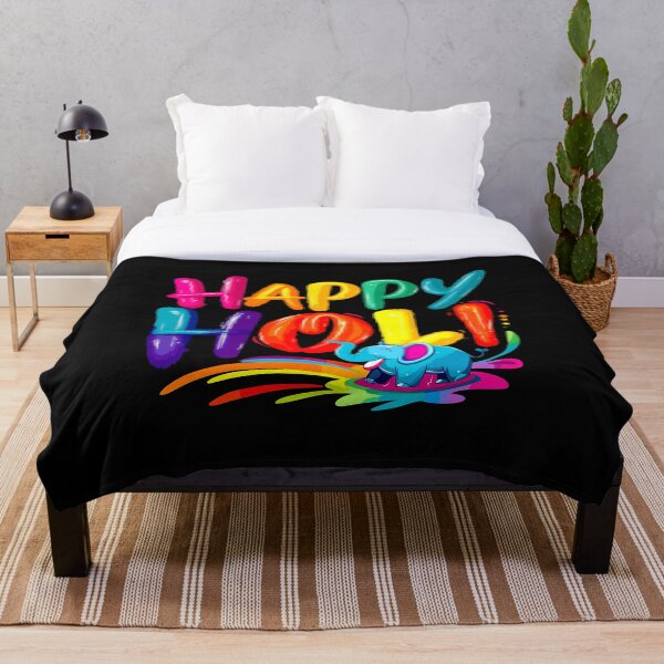 Item preview, Celebración Elefantina: 'Happy Holi' con un elefante alegre y trazos vívidos designed and sold by FebricFusion.