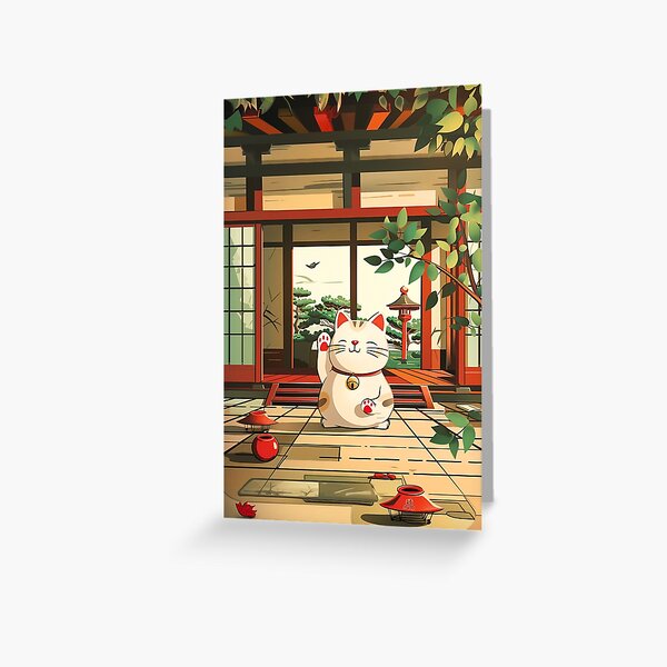 Item preview, Zen Japanese Lucky Cat Illustration designed and sold by SimEdd92.