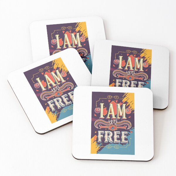 Item preview, Christian Inspirational Art: I AM FREE - Vibrant Typography designed and sold by HahaHandlesHub.