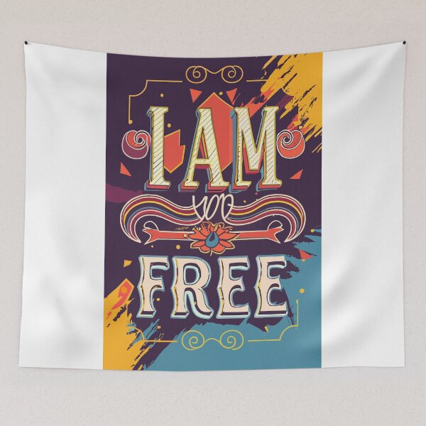 Item preview, Christian Inspirational Art: I AM FREE - Vibrant Typography designed and sold by HahaHandlesHub.