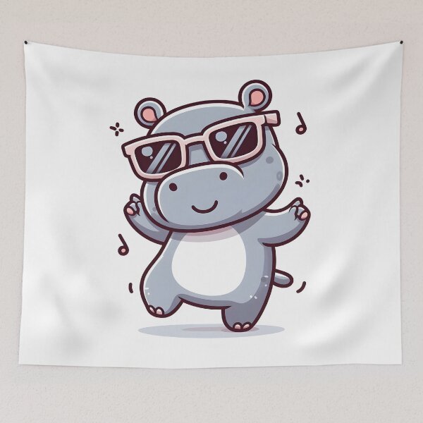 Item preview, Kawaii Hippo With Sunglasses designed and sold by CanvasCutie.