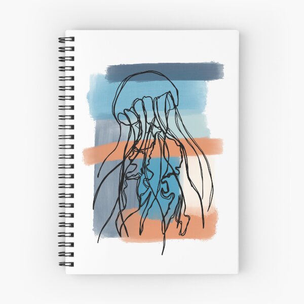 Item preview, Jellyfish Line Art Blue and Orange  designed and sold by delightbynaomi.