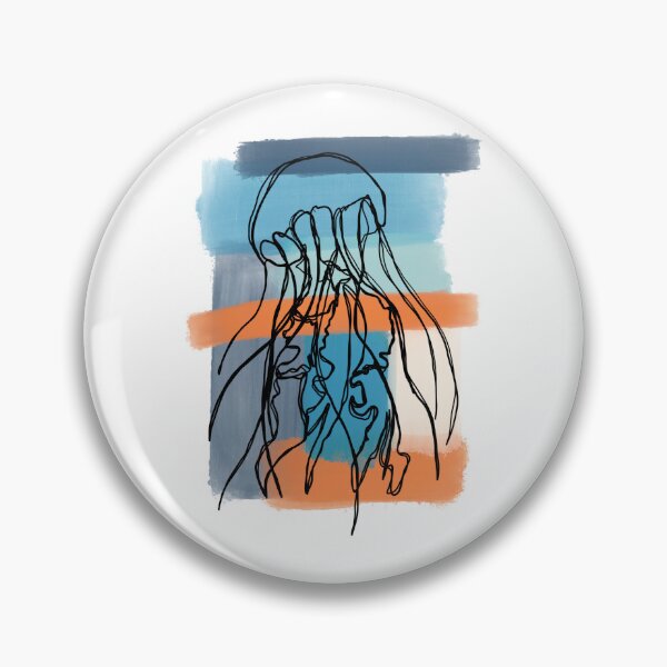Item preview, Jellyfish Line Art Blue and Orange  designed and sold by delightbynaomi.