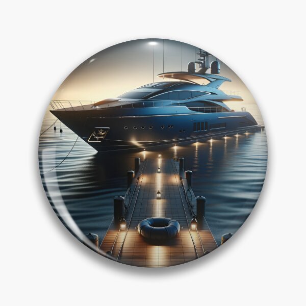 Item preview, Dawn-themed Yacht: Hyperrealistic Elegance in Blue designed and sold by ByDigitalDream.