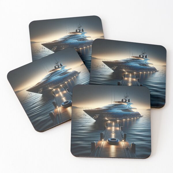 Item preview, Dawn-themed Yacht: Hyperrealistic Elegance in Blue designed and sold by ByDigitalDream.