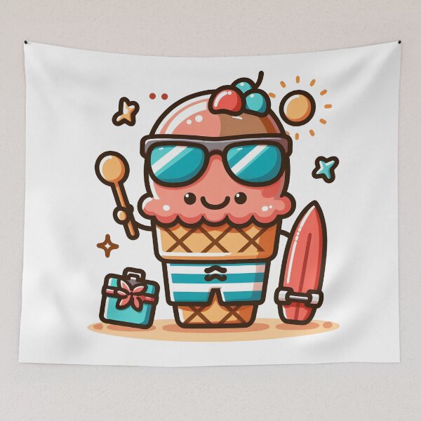 Item preview, Kawaii Ice Cream Maker With Beach Shorts And Sunglasses designed and sold by CanvasCutie.