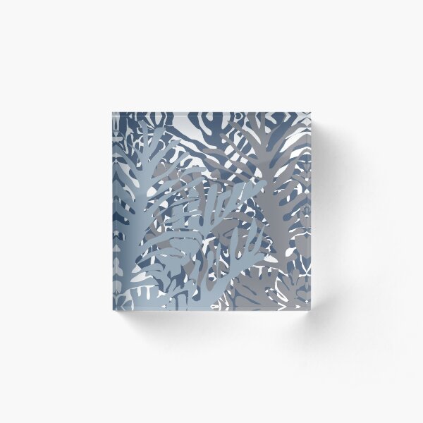 Palms 1 in Blue Acrylic Block
