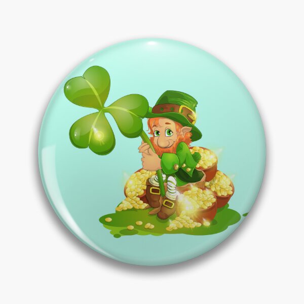 Item preview, Saint Patrick's Day A bearded leprechaun in a hat with a clover sits on gold designed and sold by JaroDesign2023.