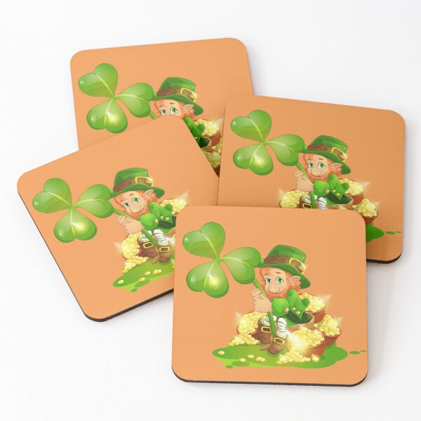 Item preview, Saint Patrick's Day A bearded leprechaun in a hat with a clover sits on gold designed and sold by JaroDesign2023.