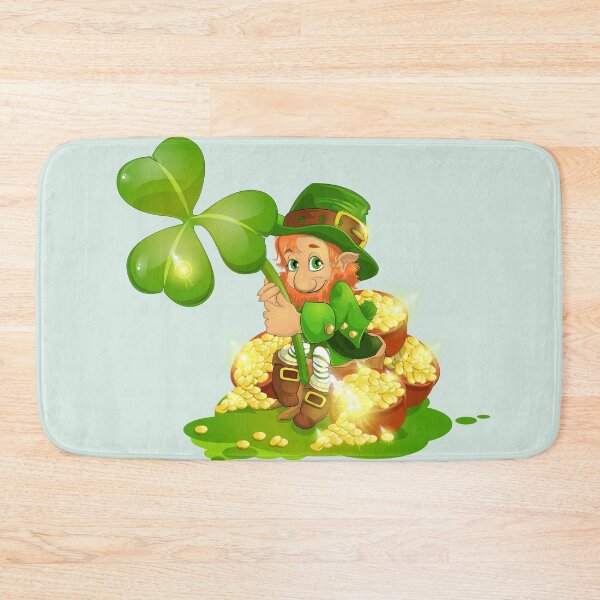 Item preview, Saint Patrick's Day A bearded leprechaun in a hat with a clover sits on gold designed and sold by JaroDesign2023.