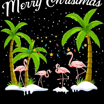 Imagen de la obra Merry Christmas Palm Trees Flamingo Tropical Christmas Gear de DynamicDesign