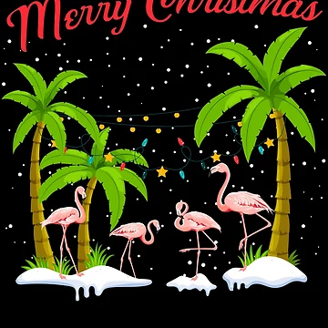 Imagen de la obra Merry Christmas Palm Trees Flamingo Tropical Christmas Gear de DynamicDesign
