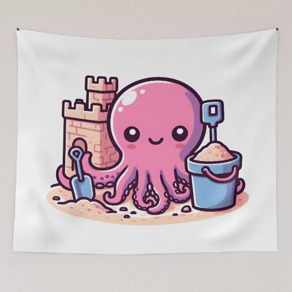 Item preview, Kawaii Octopus: A Bucket And Shovel designed and sold by CanvasCutie.
