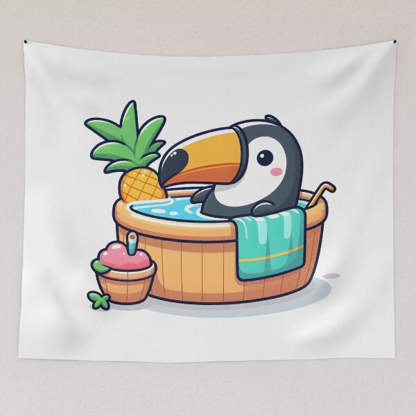 Item preview, Kawaii Toucan With Beach Towel designed and sold by CanvasCutie.