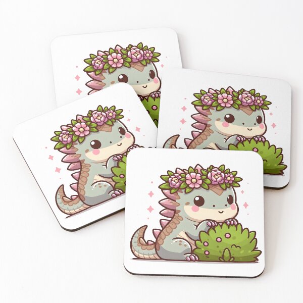 Item preview, Kawaii Bashful Basilisk With A Flower Crown designed and sold by CanvasCutie.