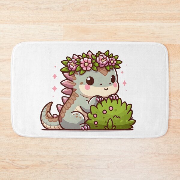 Item preview, Kawaii Bashful Basilisk With A Flower Crown designed and sold by CanvasCutie.