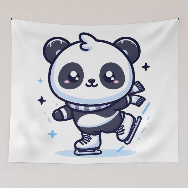Item preview, Kawaii Panda With Ice Skates designed and sold by CanvasCutie.