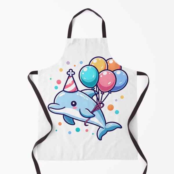 Item preview, Kawaii Dolphin With A Party Hat And A Bunch Of Colorful Balloons Flying With Balloons designed and sold by CanvasCutie.