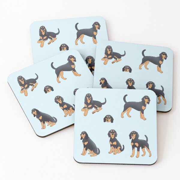 Item preview, Black and tan coonhound dog pack designed and sold by Yaragold.