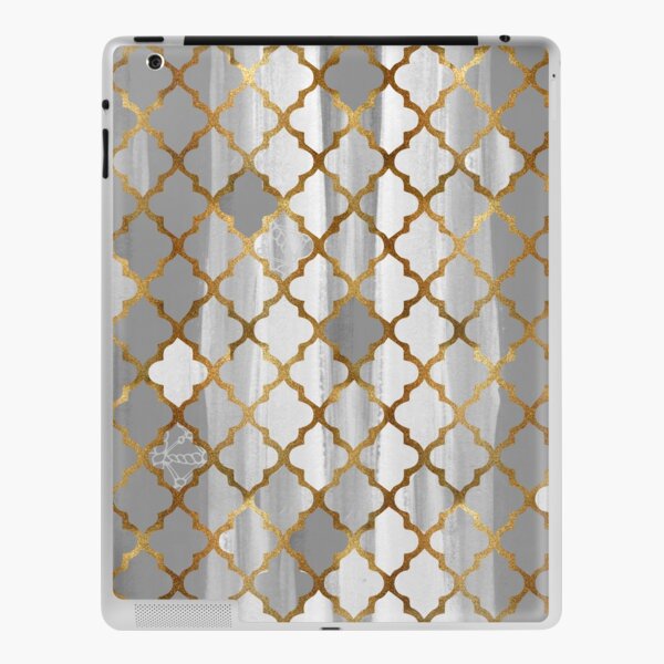 Moroccan Tile Pattern In Grey And Gold iPad Skin
