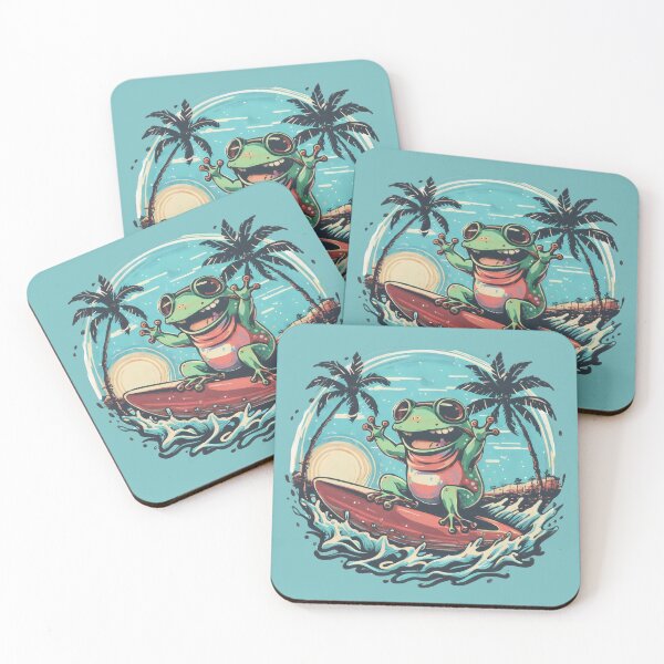 Item preview, a frog and sunglasses riding waves at the beach designed and sold by Firas Aljazzar.