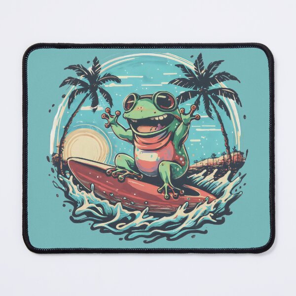Item preview, a frog and sunglasses riding waves at the beach designed and sold by Firas Aljazzar.