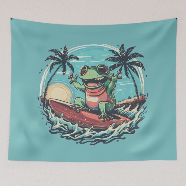 Item preview, a frog and sunglasses riding waves at the beach designed and sold by Firas Aljazzar.