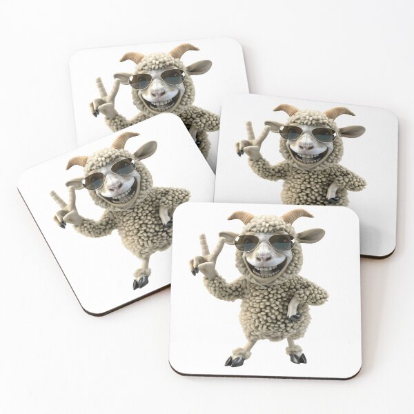 Item preview, A sheep wearing sunglasses, striking a pose with a toothy grin and a peace sign designed and sold by mazur301.