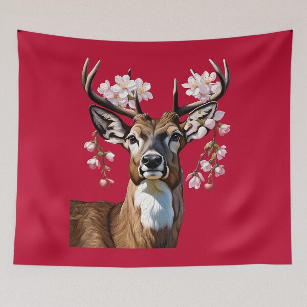 Item preview, Cute Arkansas Deer With Apple Blossom designed and sold by taiche.
