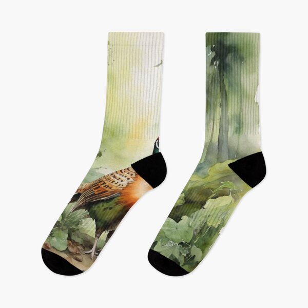 Item preview, Pheasant bird in green forest watercolor painting  designed and sold by shokA Design.