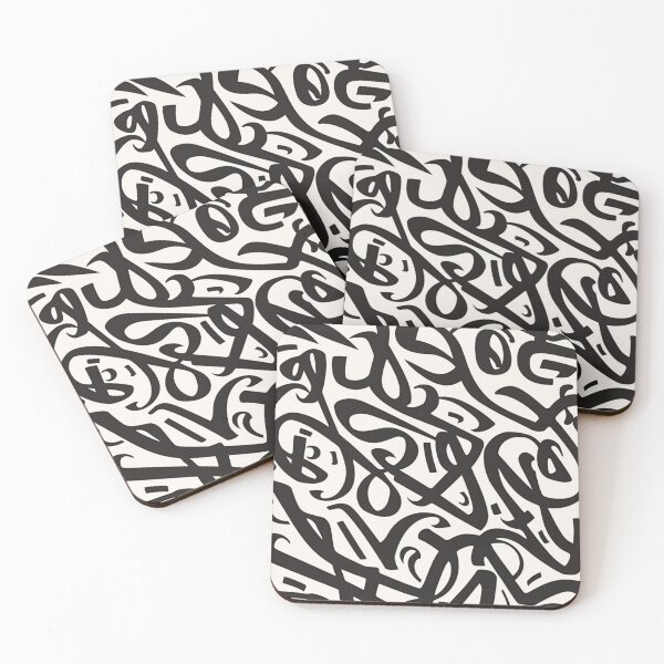 Item preview, Captivating black and white pattern crafted from calligraphic letters designed and sold by Margival.