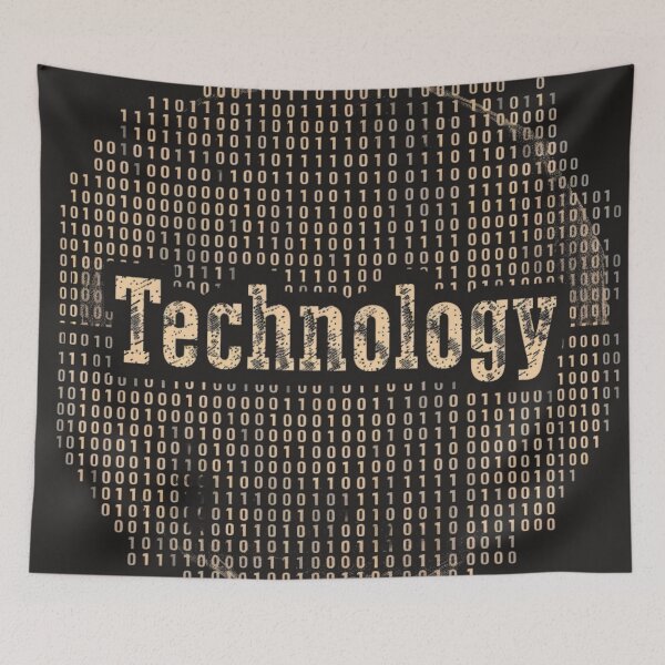 Item preview, Elegant Circularity: "Technology" in Serif Script Binary Matrix designed and sold by Ace Apparel  Attire.