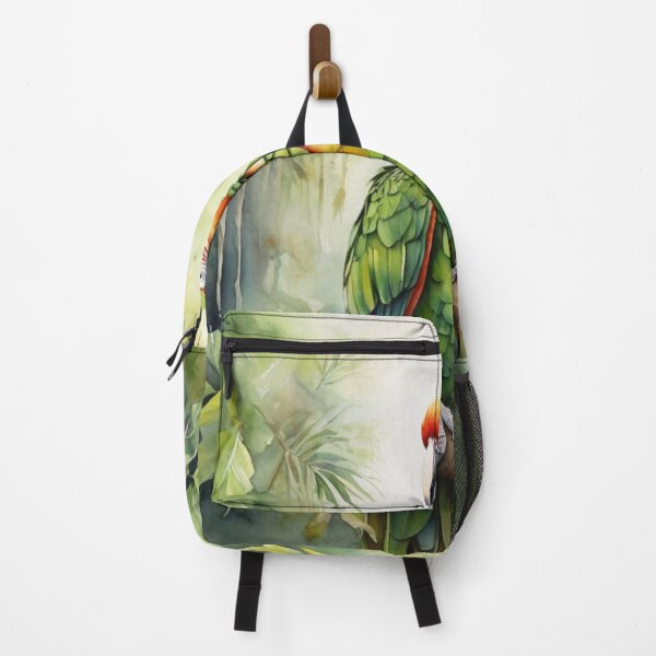 Item preview, Parrot in green forest watercolor painting designed and sold by shokA Design.