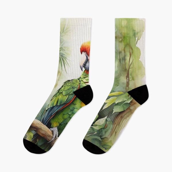 Item preview, Parrot in green forest watercolor painting  designed and sold by shokA Design.