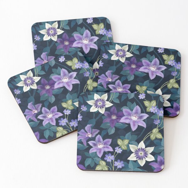 Item preview, Clematis vines and Liverleaf Anemone flower designed and sold by adenaJ.