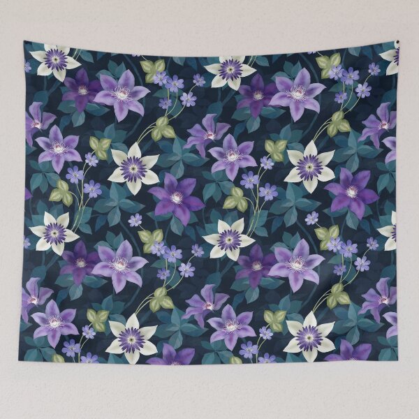 Item preview, Clematis vines and Liverleaf Anemone flower designed and sold by adenaJ.