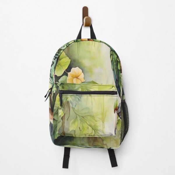 Item preview, Parrot in green forest watercolor painting designed and sold by shokA Design.