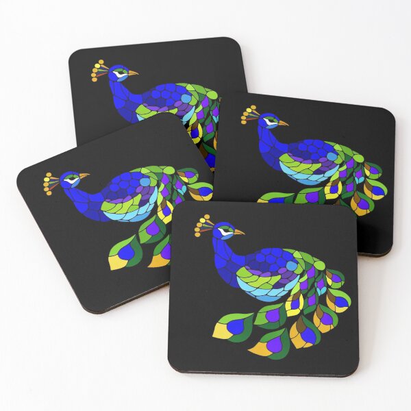 Artikelvorschau, Peacock Buntglas Design: auffällige T-Shirt-Druck entworfen und verkauft von Gatsbird Design.