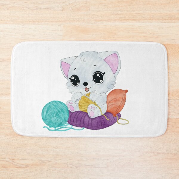 Item preview, Cute watercolor cat knitting designed and sold by Znikoma.