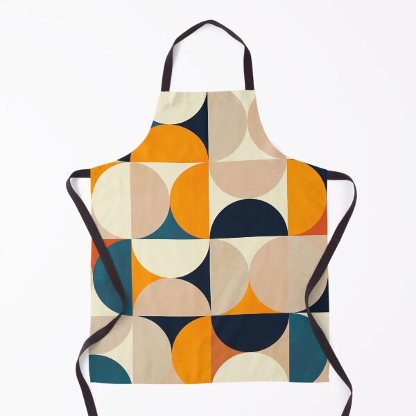 Item preview, mid century modern, half circles, geometric, mustard yellow, teal. Sand designed and sold by Ana-Rut-Bre.